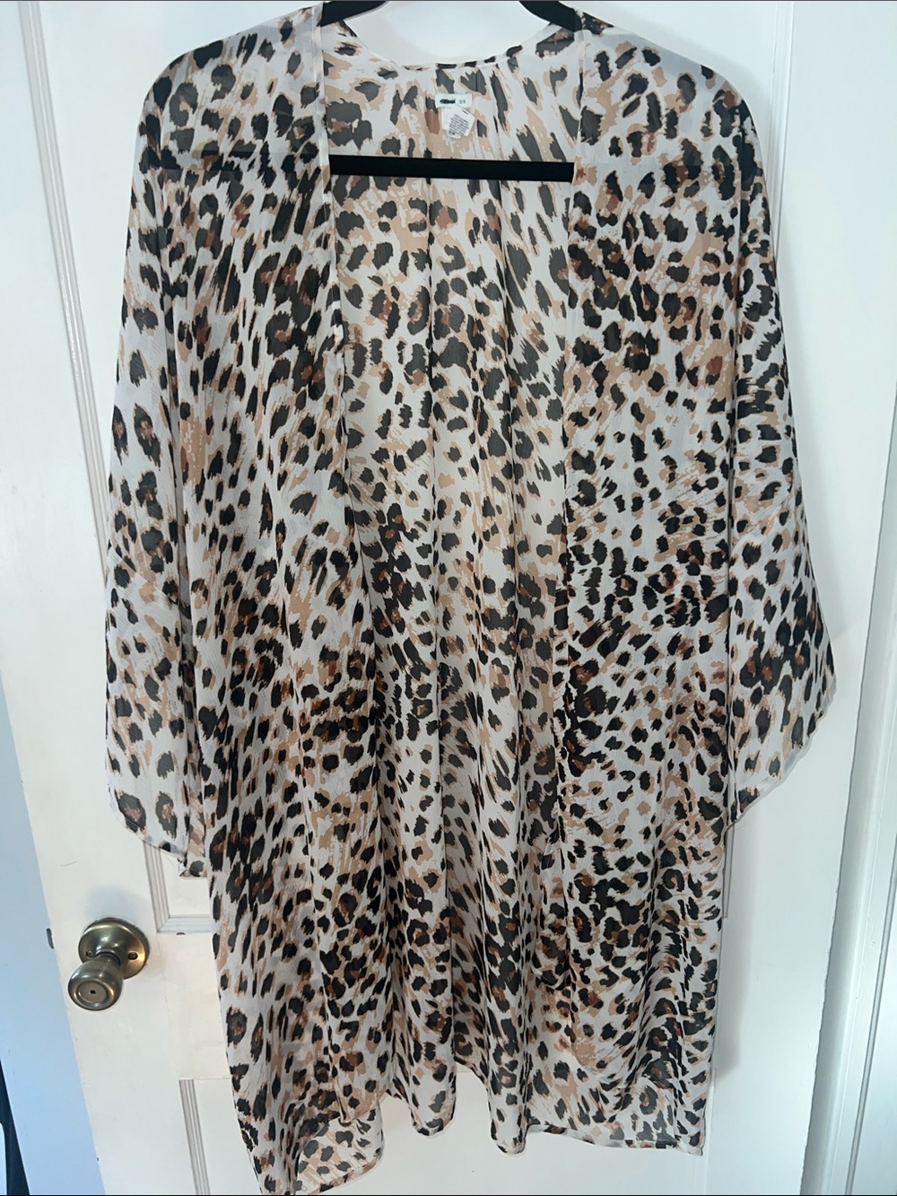 Aerie Sheer Leopard Print Open Front Kimono Cardigan Duster Coverup Boho O/S